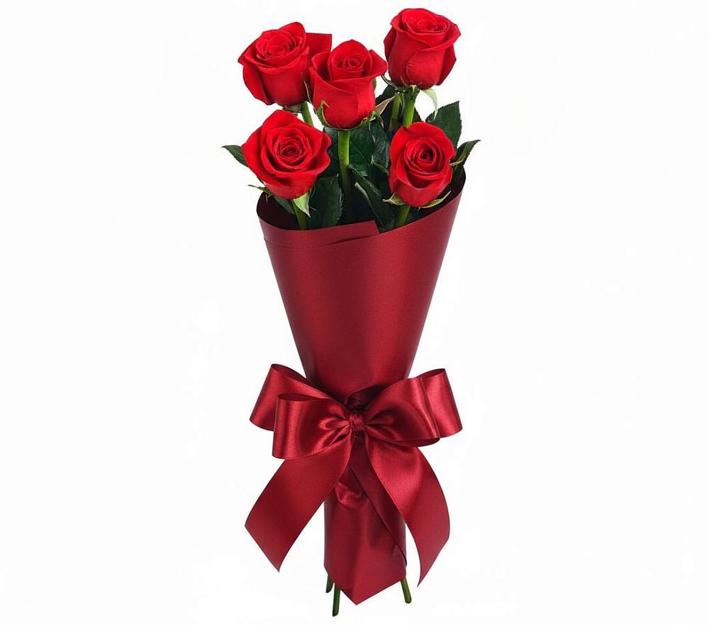 Букет 5 Красных роз Эдлесс Лав в Горбунки