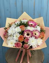 Букет цветов из:  Розы, Герберы и Хризантемы в Горбунки