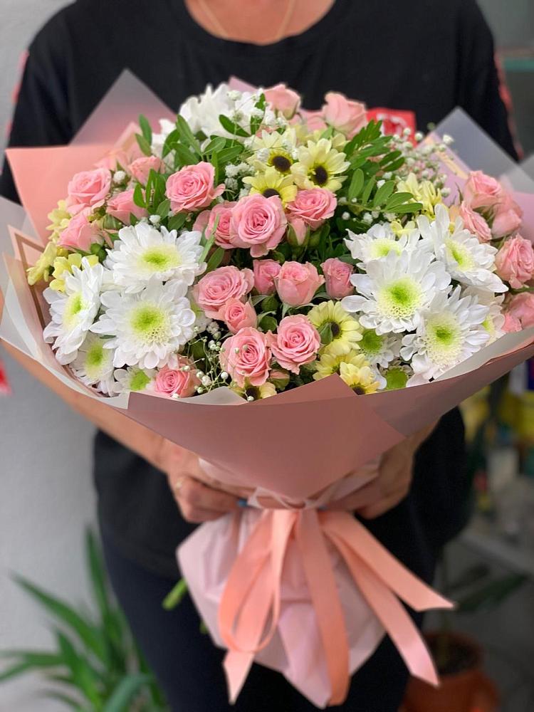 Букет цветов из: Розы и Хризантемы в Горбунки