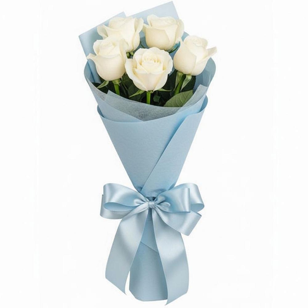 Букет 5 Белых роз Проуд в Горбунки