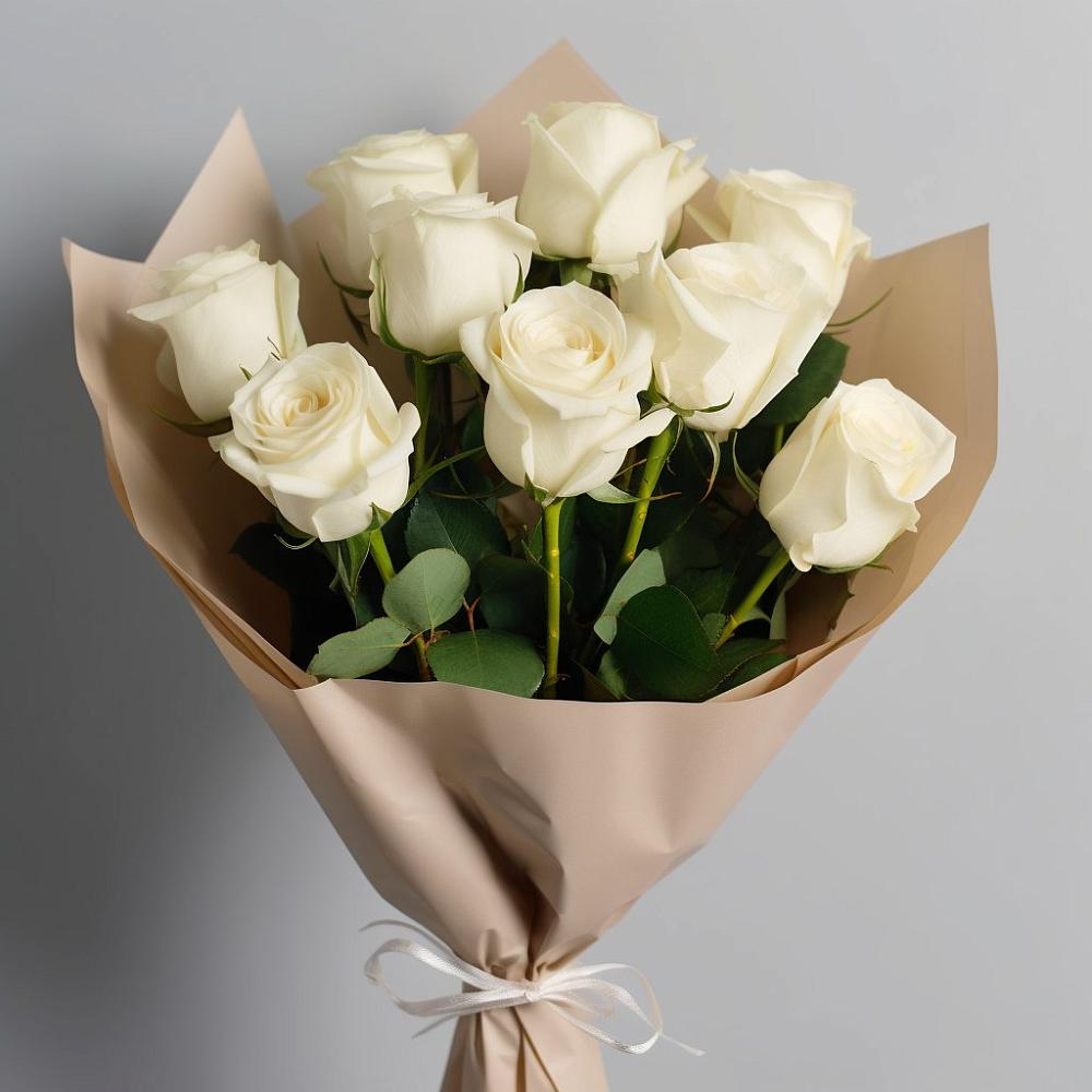 Букет 9 Белых роз Эдлесс Лав в Горбунки