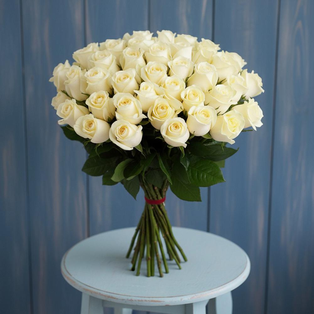 Букет 51 Белая роза Эдлесс Лав в Горбунки