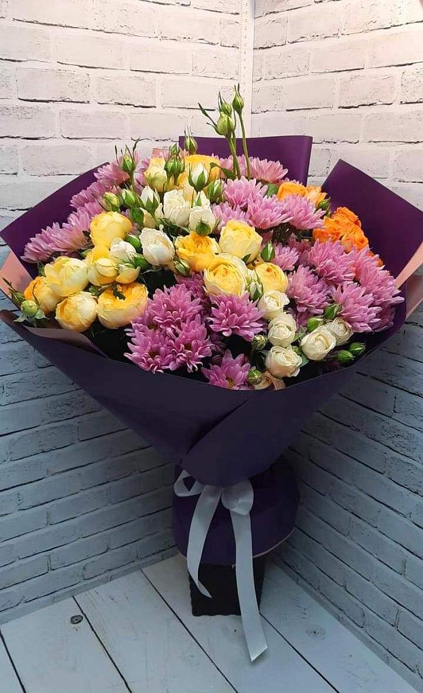 Букет цветов из: Хризантемы и Розы в Горбунки