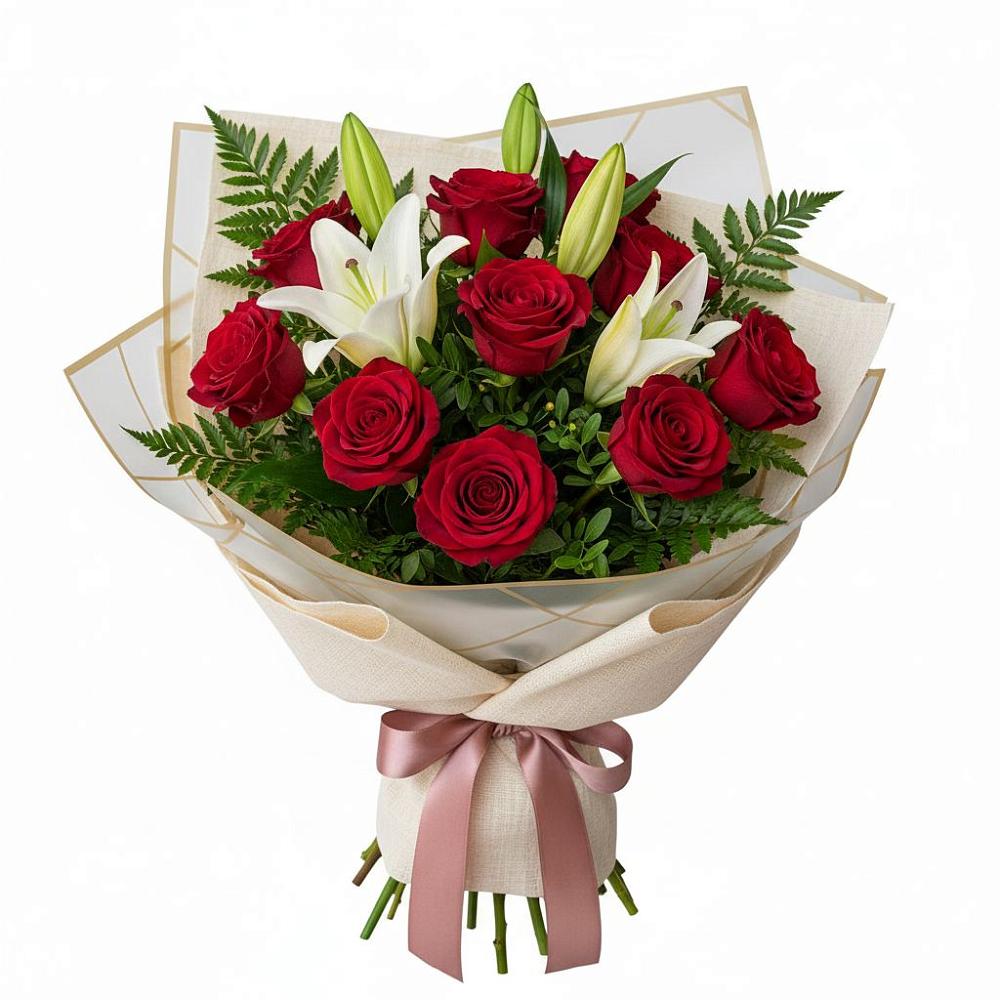 Букет цветов из: Лилии и Розы в Горбунки