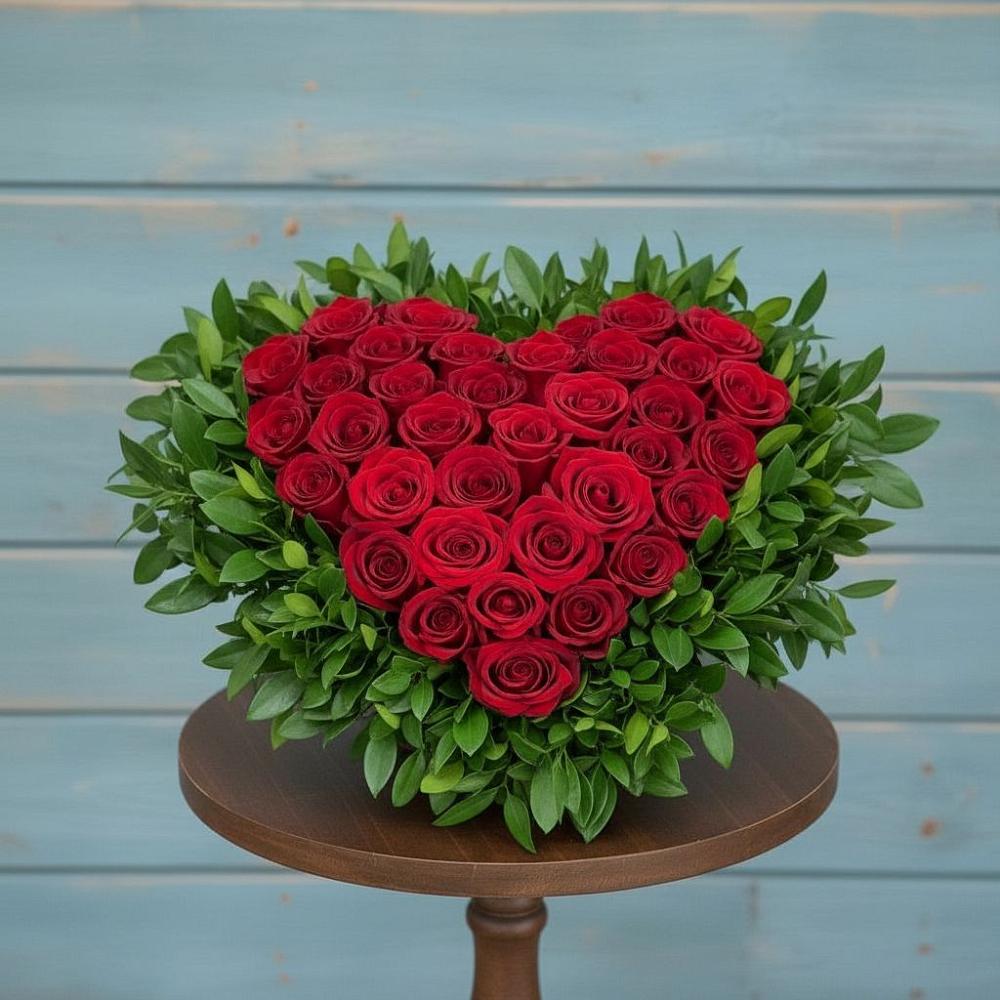 Цветочная композиция из Розы в виде сердца в Горбунки