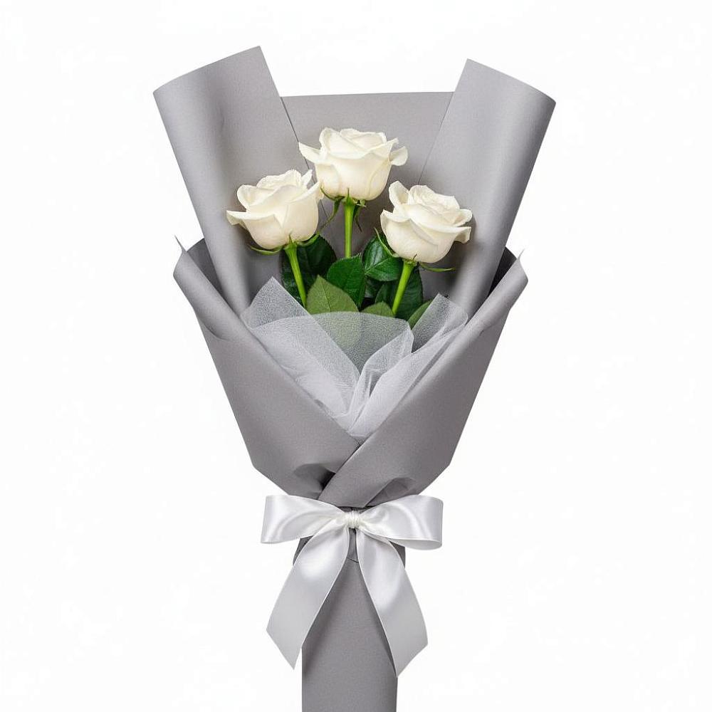 Букет 3 белые розы в Горбунки