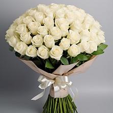 Букет 101 беля роза Белоснежка в Горбунки