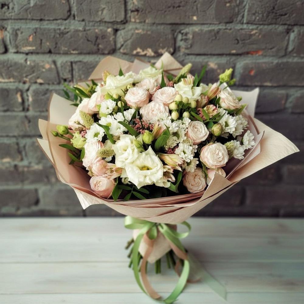 Букет цветов из: Альстромерии, Розы и Хризантемы в Горбунки