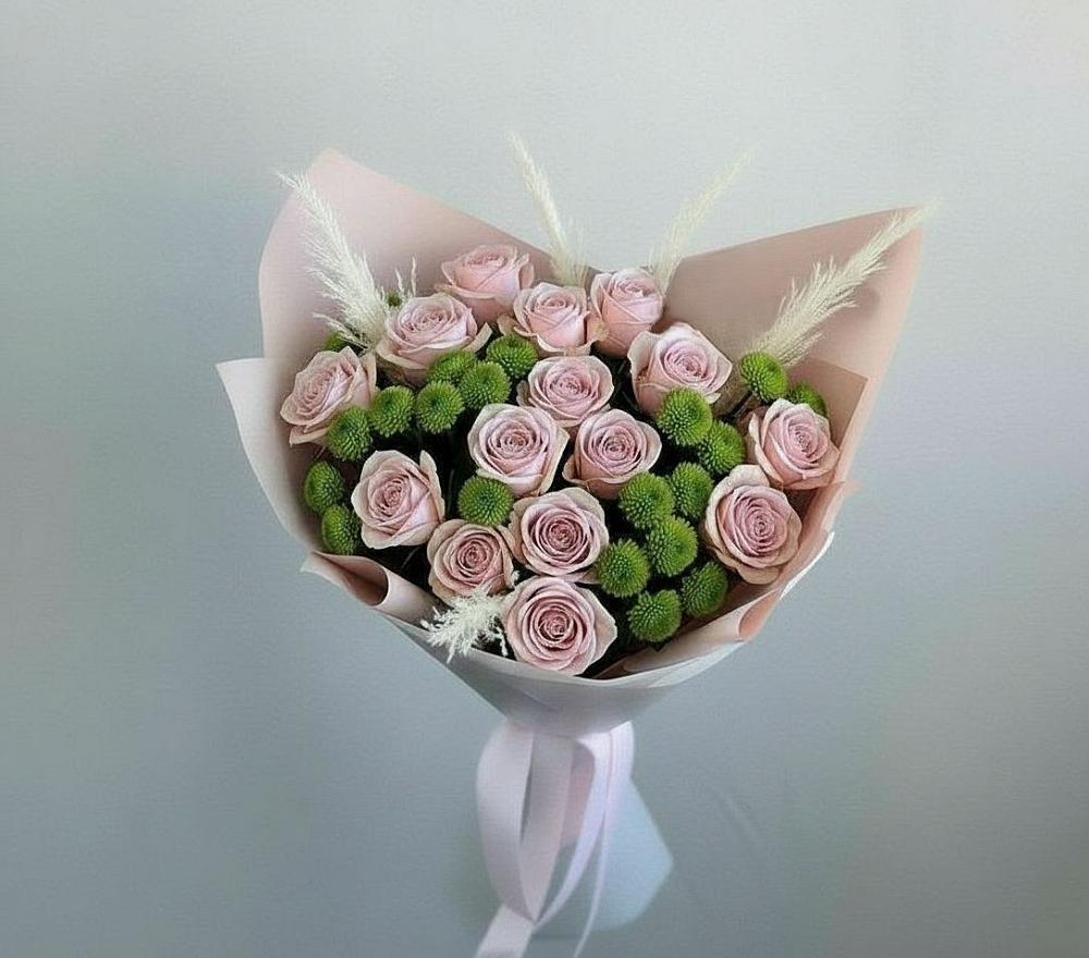 Букет цветов из: Розы и Хризантемы в Горбунки