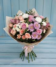 Букет цветов из:  Хризантемы, Розы и Альстромерии в Горбунки