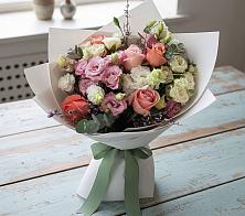 Букет цветов из:  Розы, Лизиантусы и Гвоздики в Горбунки