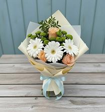 Букет цветов из:  Герберы, Розы и Хризантемы в Горбунки