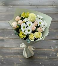 Букет цветов из:  Альстромерии, Розы и Хризантемы в Горбунки