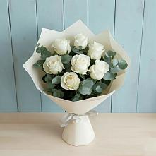 Букет Белые розы в Эвкалипте #REPLACE_PRED# Горбунки