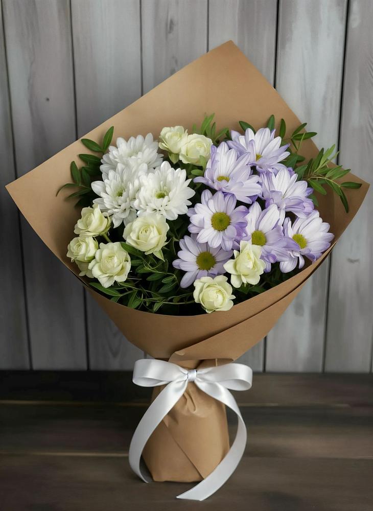 Букет цветов из: Хризантемы и Розы в Горбунки