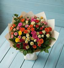 Букет Микс из разноцветных кустовых роз в Горбунки